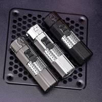 Briquet rotatif créatif anti-stress, lumineux dans le noir, en métal, coupe-vent, à gaz, à jet droit, allumage à un bouton