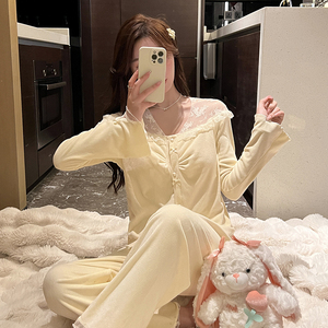Coussin de poitrine non amovible automne et hiver nouveau pyjama femmes île velours <span class=keywords><strong>d</strong></span>écontracté maison vêtements costume - Product Image 5