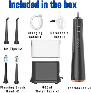 Inalámbrico 2 en 1 Cepillo de dientes eléctrico Flosser de agua y cepillo de dientes Combo con agua <span class=keywords><strong>Denta</strong></span> Flosser <span class=keywords><strong>Irrigador</strong></span> oral para Limpieza de dientes - Product Image 6
