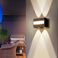 Lámpara de Pared LED Moderna para Exteriores, Impermeable, de Aluminio Negro, para Porche de Villa