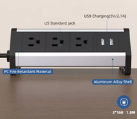Multiprise standard américaine 85 mm avec prise USB, fixation par pince de bureau, prise de bord de table pour bureau