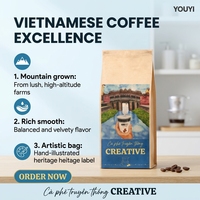 YOUYI Sac d'emballage pour café refermable, noir mat et or, de qualité alimentaire, avec impression numérique personnalisée