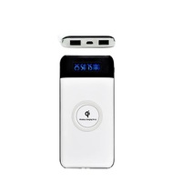 Pengisi Daya Nirkabel 10000mAh Pengisi Daya Portabel Ponsel Powerbank Senter LED Kanan untuk iPhone Xiaomi Android USB Ponsel
