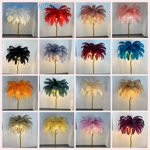 Chambre à coucher Salon Décor Nordic Stand Lampadaire <span class=keywords><strong>Autruche</strong></span> Rouge Rose et Or Plume Lampadaire - Product Image 2