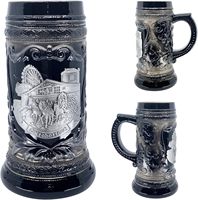 Chope à bière en porcelaine 3D gaufrée Oktoberfest Munich avec couvercle, souvenir décoratif de la fête de la bière allemande, collectionnable, pour vin/bière