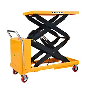 4 Wheels hydraulic electric goods lift cargo lift freight automatic lifting table