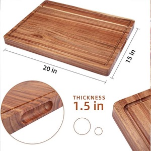 Cutting <strong>Board</strong>, Double-sided Wooden Cutting <strong>Board</strong> with Edge Texture with Juice tank and Handle - Product Image 5