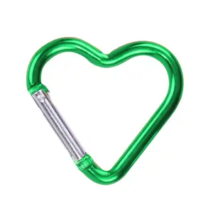 Aluminum Heart Shape Spring Carabinas Key Hook Spring Clip Karabiner Keychain Snap Hook