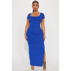 Vestido de Encaje Casual para Mujer, Estilo Personalizado de Alta Calidad OEM, Cuello Asimétrico, Manga Corta, Abertura Lateral, Mini, Color Sólido, Otoño - Product Image 1