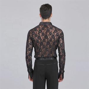 Traje de Baile Latino de Salón, Ropa de Actuación con Pedrería, Camisa de Encaje, Pantalones de <span class=keywords><strong>Rumba</strong></span>, Ropa de Baile de Samba, Trajes de Escenario, Ropa para Hombre - Product Image 3