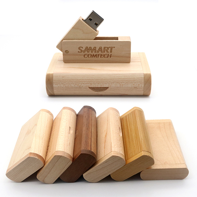Wooden Usb Key Bamboo Flashdisk Wood Memory Stick Swivel Pen Drive 4gb 8gb 16gb 32gb 64gb 128gb Pendrive Usb Flash Drive
