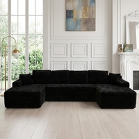 Ensemble de canapé modulaire sectionnel 131 pouces en velours côtelé, canapé sans structure, emballage compressé en boîte, double chaise longue surdimensionnée, mobilier de salon