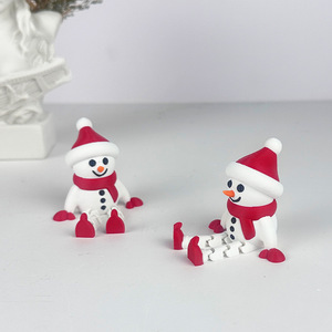 Figurina di pupazzo di neve natalizio, ornamento in plastica, altezza 3,9 pollici, decorazioni per esposizione natalizia - Product Image 1