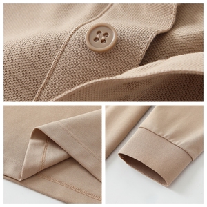 Premium Autumn/Winter <strong>Long</strong> <strong>Sleeve</strong> Polo Shirt Men Cotton Poly Spandex Solid Color <strong>Golf</strong> <strong>Top</strong> with Botton - Product Image 3
