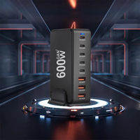 Cargador de Escritorio USB-C de 600w con Múltiples Puertos, Estación de Carga Rápida PD de 240w y 100w Tipo C, Hub de Carga HXEU001