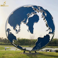 Grande Sculpture de Globe en acier inoxydable, Statue de jardin en métal carte du monde de la terre