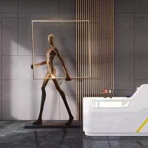 Anatomie Lampadaire <span class=keywords><strong>Sport</strong></span> Homme qui marche avec lampes circulaires Sculpture Statue Lampadaires Anneau Foursquare Lighting - Product Image 3