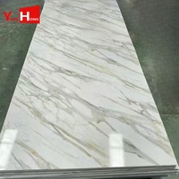 Panneaux muraux en PVC 3D effet marbre, imperméables, ignifuges, écologiques, pour cuisine, revêtement UV, 3 mm