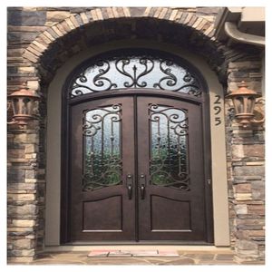 Porta d'Ingresso <span class=keywords><strong>in</strong></span> Ferro Nero con Inserto <span class=keywords><strong>in</strong></span> <span class=keywords><strong>Vetro</strong></span> Forgiato, Porta Frontale Decorativa Personalizzata per Uso Residenziale e Commerciale - Product Image 3