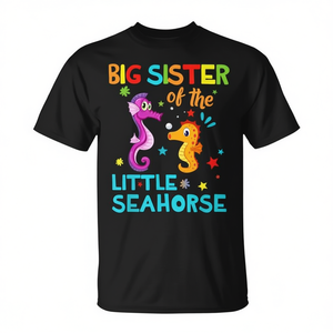 Camiseta Big Sister Of The Little Seahorse, camiseta familiar a juego, regalo de cumpleaños - Product Image 2
