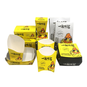Eco Food Packaging Kraft Paper French Fries Waffle Takeaway Box