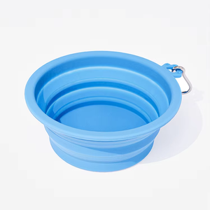 Mangkuk makan hewan peliharaan silikon kapasitas besar, piring makanan air anjing dapat dilipat portabel untuk perjalanan luar ruangan berjalan berkemah - Product Image 1