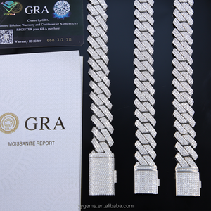 Hip hop 15mm 3rows cuban <b>chain</b> VVS moissanite diamond Gold plated 925 sterling sliver GRA certificate Pass diamond tester Unisex - Product Image 5