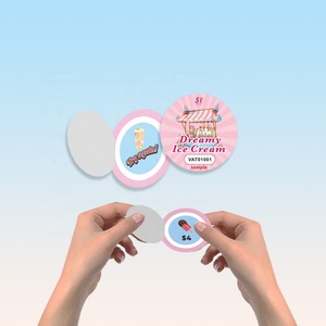 Billet de jeu à gratter en forme ronde de crème glacée rose rêveuse, impression de données variables haute sécurité professionnelle en usine - Product Image 1