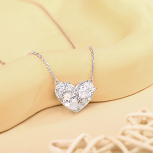 ผู้จัดจำหน่ายเครื่องประดับ สร้อยคอเงินแท้ 925 แบรนด์สั่งทำพิเศษ สร้อยคอจี้รูปหัวใจประดับเพชร CZ สำหรับผู้หญิง - Product Image 3