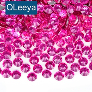 Strass en verre rose OLeeya SS6-SS30, cristaux à dos plat non thermocollants pour la décoration DIY des ongles, des tissus et des vêtements - Product Image 1