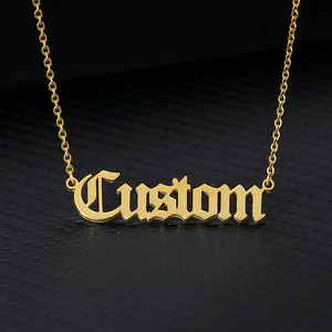 Colar com nomes personalizados, colar banhado a vácuo de ouro 18k, colar de aço inoxidável, letra personalizada, para mulheres