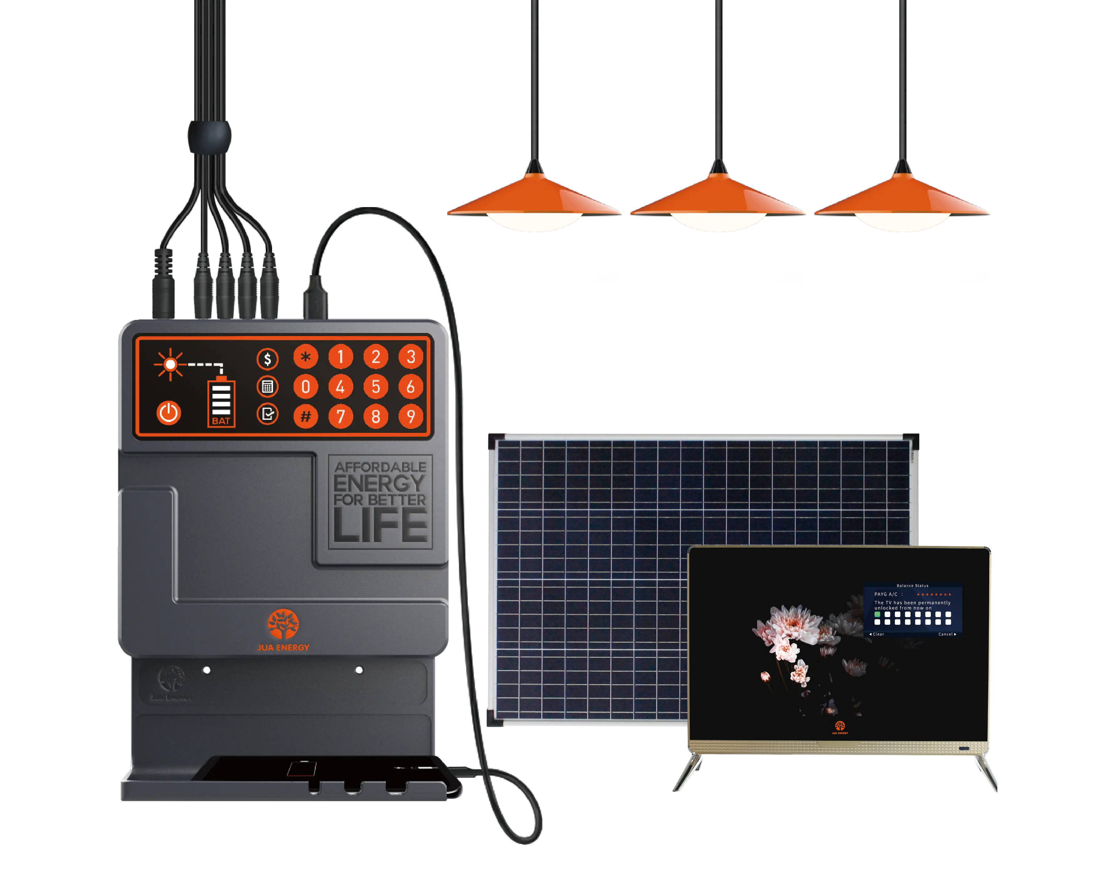 JUA энергосберегающая домашняя энергосистема на солнечной батарее, 30 Вт, платите, как вы идете, мини-система на солнечной энергии для освещения, вентилятора постоянного тока, телевизора, радио, факела зарядки