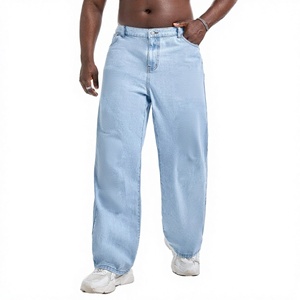 Jeans de Mezclilla Casuales de Corte Recto para Hombre, 100% Algodón, Lavado Medio, con Diseño Gráfico y Rasgado, Personalizables con Logotipo OEM - Product Image 1