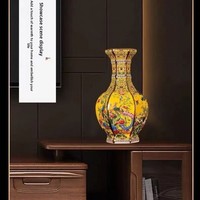 Vas Bunga Porselen Antik Jingdezhen Art Deco dengan Enamel, Dekorasi Rumah, Vas Meja