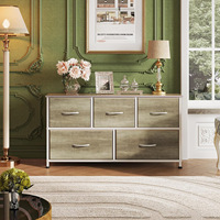 Armoire de chambre à coucher moderne multifonctionnelle à 5 tiroirs avec matériau en tissu, design portable, meubles de maison