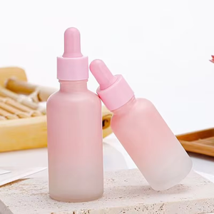 Vente en gros Flacon compte-gouttes vide en verre rose dégradé de 5ml à 100ml Flacon en verre pour sérum cosmétique huile essentielle - Product Image 3
