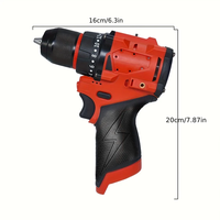 Perceuse à chocs sans fil 3/8 pouces, moteur sans balais, couple de 531 po-lb, vitesse variable, couleur rouge et noir, design compact, OEM