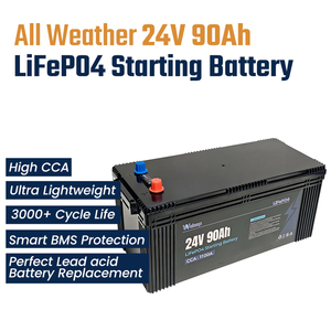 长循环寿命 24V90Ah 1100CCA 启动电池，带智能蓝牙，紧急启动功能，适用于重型卡车和渔船 - Product Image 1