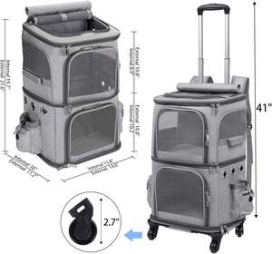 Ama zon diskon besar 2-In-1 tas jinjing hewan peliharaan ganda troli kucing - Product Image 5