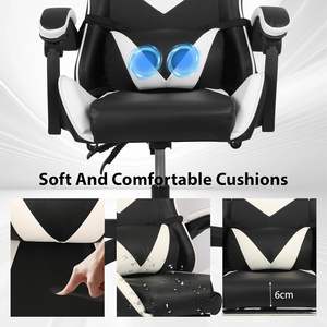 Chaise de jeu blanche de massage ergonomique, moderne <span class=keywords><strong>et</strong></span> élégante <span class=keywords><strong>Fauteuil</strong></span> de joueur pivotant populaire <span class=keywords><strong>Fauteuil</strong></span> de bureau d'ordinateur en cuir de luxe - Product Image 4