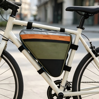 Sacoche de cadre de vélo triangulaire imperméable Ripstop 2L en cuir synthétique microfibre, pochette de rangement pour cyclisme avec fermeture éclair
