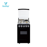 Cuisinière à gaz autonome 4 brûleurs avec four, taille 50x50cm, support en fonte, four à gaz avec ventilateur de convection, brûleurs en aluminium, appareil de cuisine