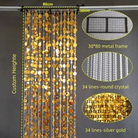 Décoration de plafond de salle de mariage de luxe, rideaux scintillants suspendus pour scène, rideau de plafond en perles de cristal avec cadre métallique