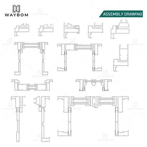 35 hẹp khung nhôm tấm nội thất đu cửa phần cứng nhà bếp kính đu trượt cửa đu bồn tắm khung cửa