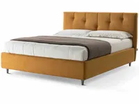 Lit Letti moderne avec espace de rangement, cadre à lattes, système de levage à gaz, revêtement en velours, cadre en bois, cadre de lit réglable - Direct usine