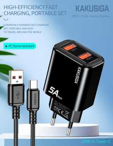 Kit de Cargador Personalizado de Doble Puerto Serie KSC-1656 <span class=keywords><strong>JIAXIN</strong></span> (Estándar Europeo) USB a Tipo-C - Product Image 3