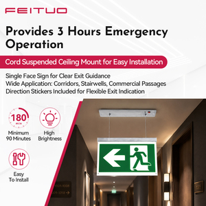FEITUO - Luz de Señalización de Salida de Emergencia de un Solo Lado para Montaje en Techo, Fábrica en Vietnam, Suministro OEM/ODM, Se Aceptan Compradores al por Mayor - Product Image 2