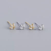 Pendientes de plata de ley 925 con baño de oro y circonita, diseño de flor marquesa, joyería de Alibaba-online-shopping
