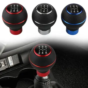 Yuechi Jdm Shift Knob Racing Aluminium Leather 5 Speed Gear Shift Knob Shifter Lever Handle Head For Manual Cars