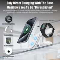 Chargeur sans fil multifonction pliable 3-en-1 avec veilleuse, certifié CE RoHS, en matériau PC, support de charge rapide